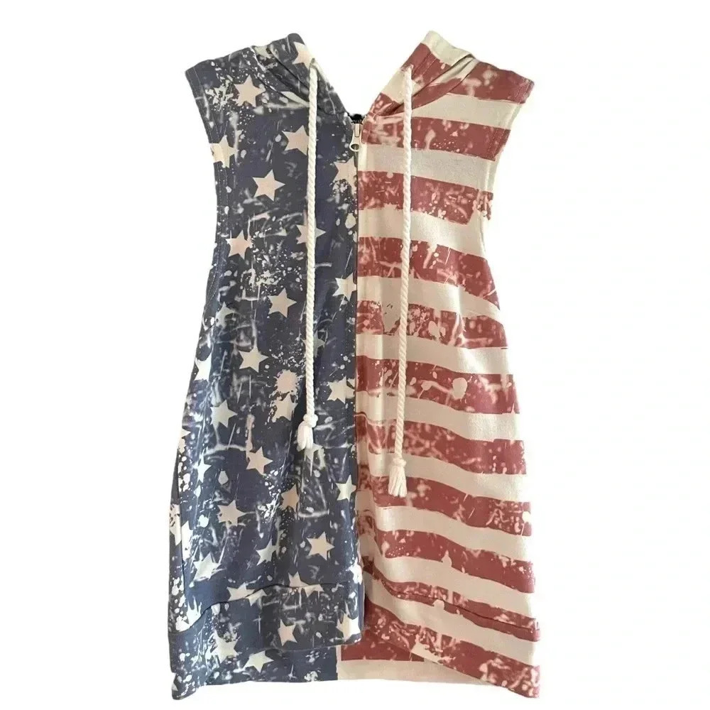 American Flag Zip Up Hoodie Vest